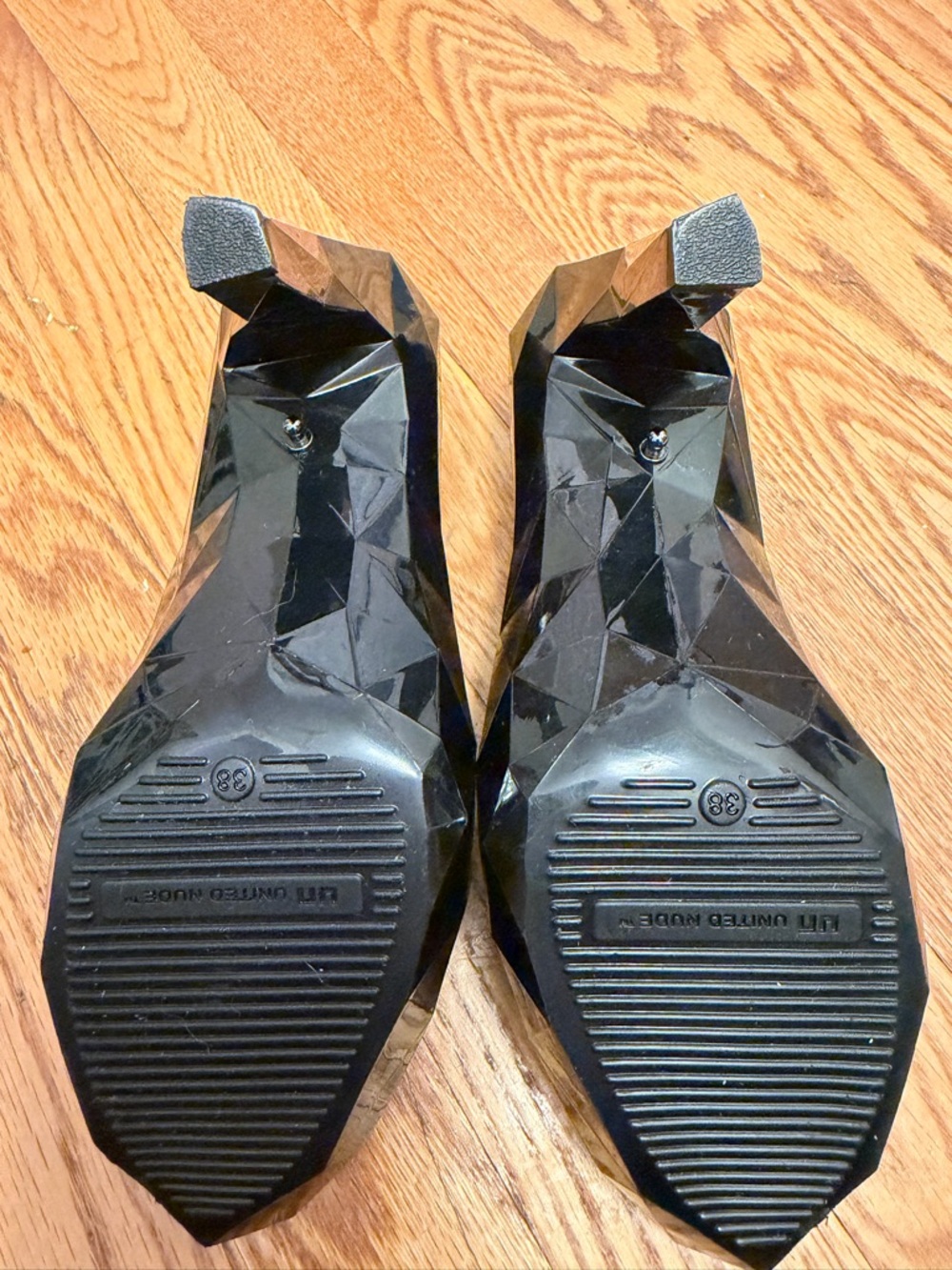 United Nude Lo Res Pumps - Black Faceted Mary Jane Heels - Size 38 - Never Worn - Picture 4 of 6